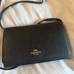 Coach black crossbody wallet